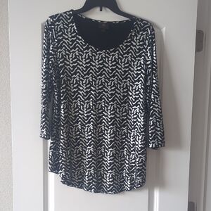 JM Collection Black Top with Subtle Metallic Accent. Small